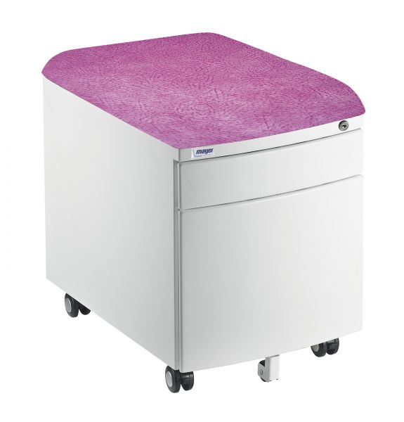 Mayer white metal container with upholstery