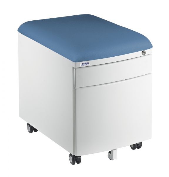 Mayer white metal container with upholstery