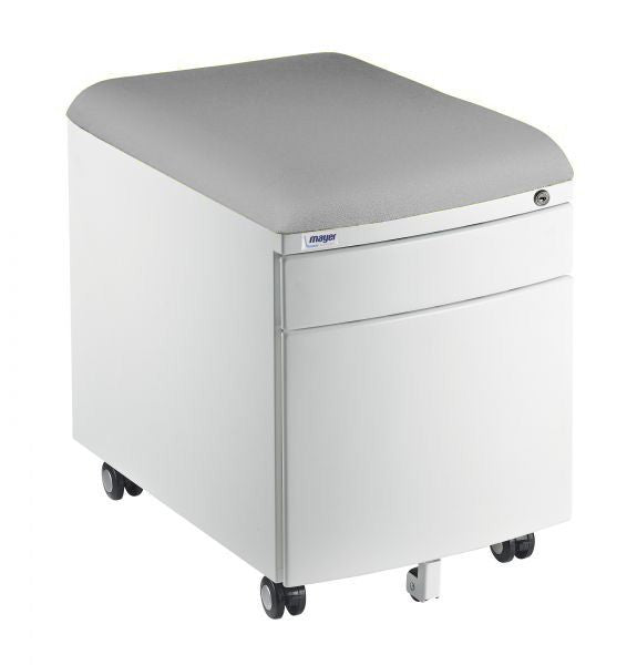 Mayer white metal container with upholstery