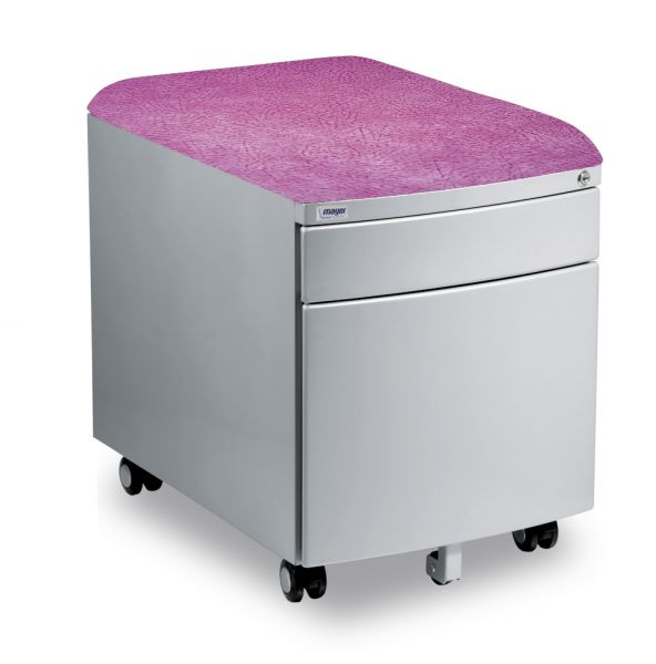Mayer gray metal container with upholstery