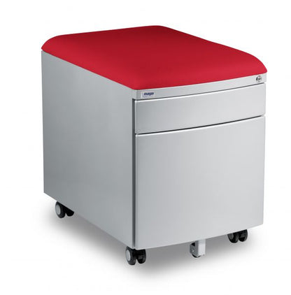 Mayer gray metal container with upholstery