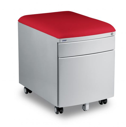 Mayer gray metal container with upholstery