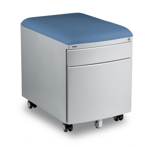 Mayer gray metal container with upholstery
