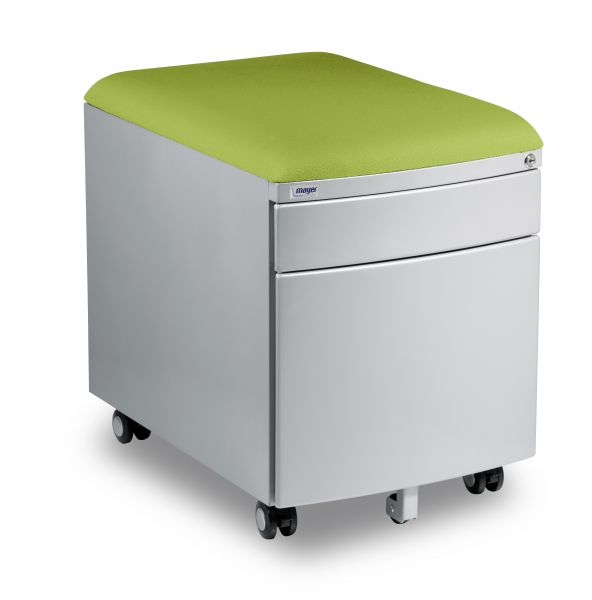 Mayer gray metal container with upholstery