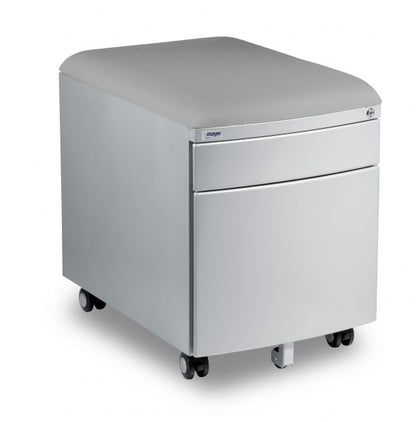Mayer gray metal container with upholstery