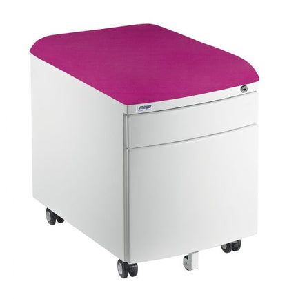 Mayer white metal container with upholstery