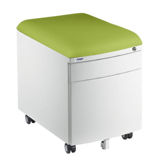 Mayer white metal container with upholstery